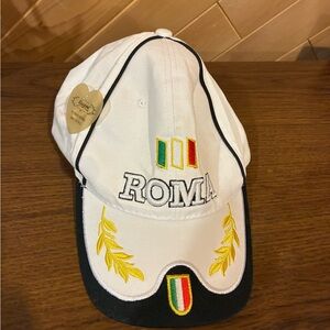 White Roma Cap with Embroidered Details
